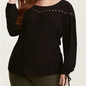 Torrid Crepe Grommet Eyelet Blouse - 1X